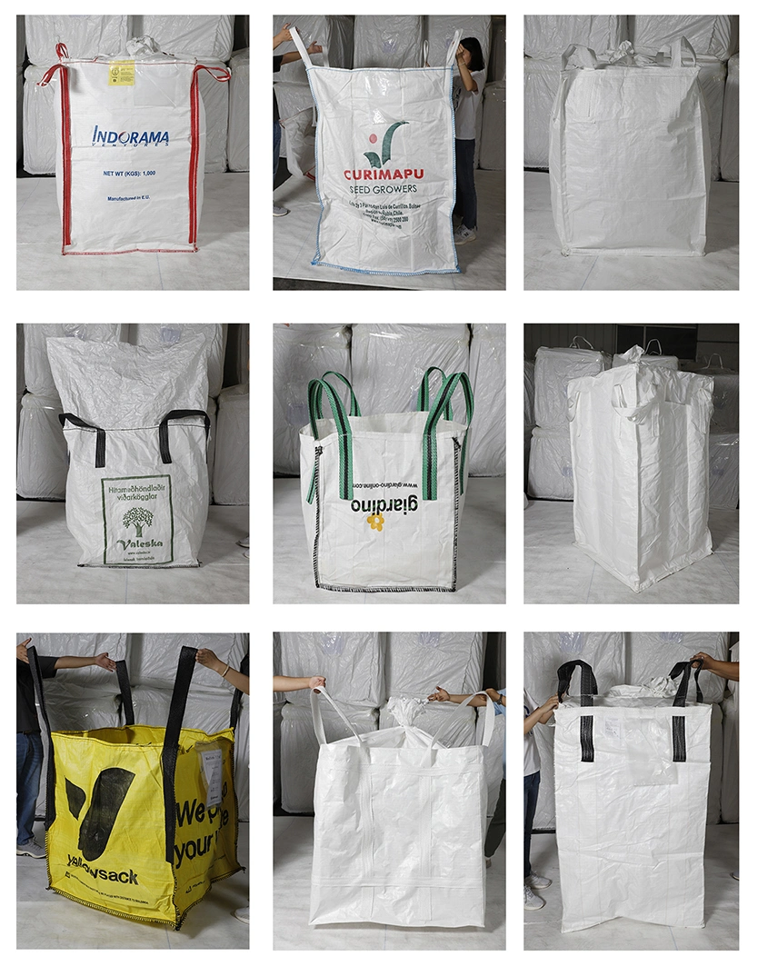 100% PP Bulk Big Plastic FIBC 1000kg Jumbo Ton Bags for Sand Silica Stone Mine Mineral Lime Sand Chemcial Industry